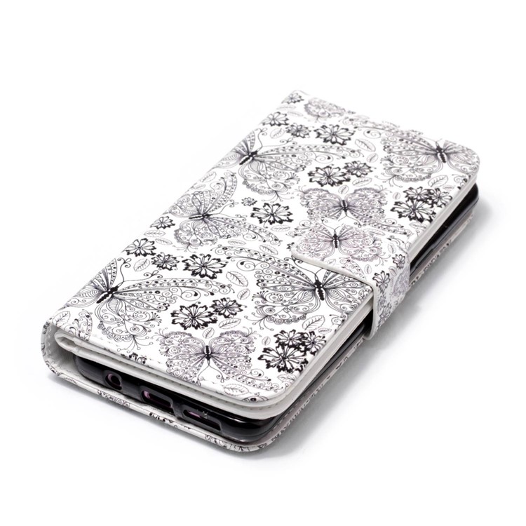 Patterned 9 Card Slots Cell Phone Leather Stand Case for Samsung Galaxy S9+ SM-G965 - Butterflies and Flowers-4