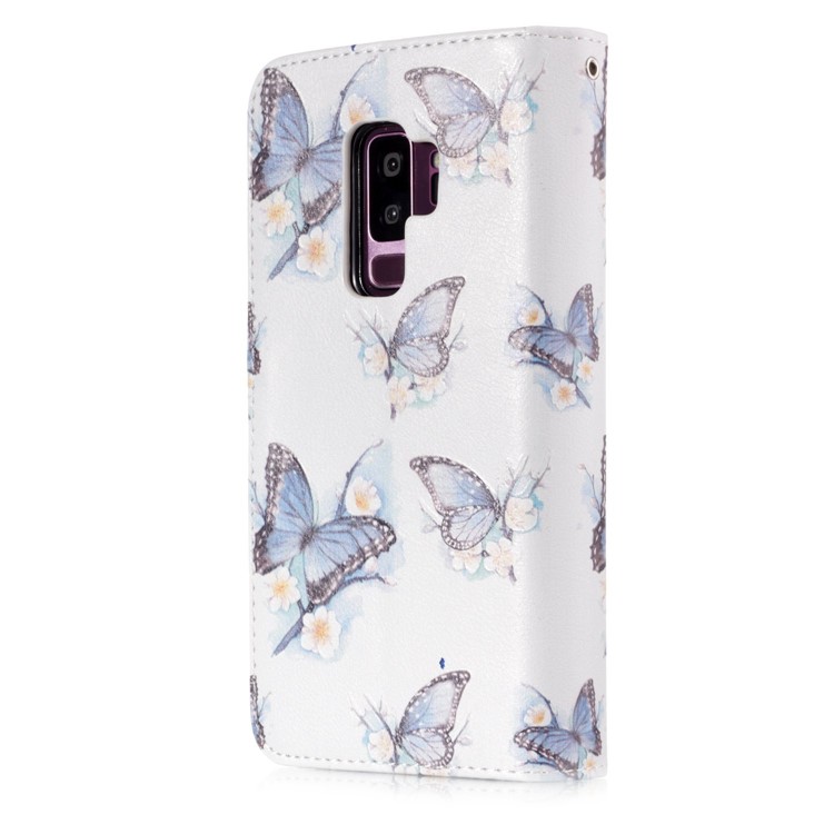 Patterned 9 Card Slots Wallet Leather Case Phone Shell for Samsung Galaxy S9+ SM-G965 - Blue Butterflies-2