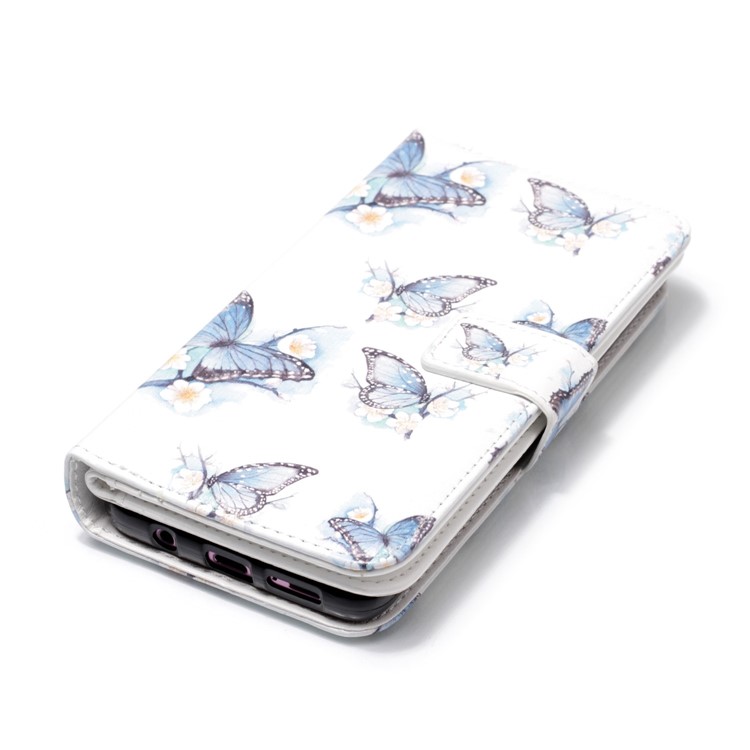 Patterned 9 Card Slots Wallet Leather Case Phone Shell for Samsung Galaxy S9+ SM-G965 - Blue Butterflies-4