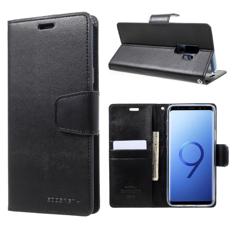 MERCURY GOOSPERY Sonata Diary Leather Wallet Stand Cover for Samsung Galaxy S9 Plus SM-G965 - Black-1