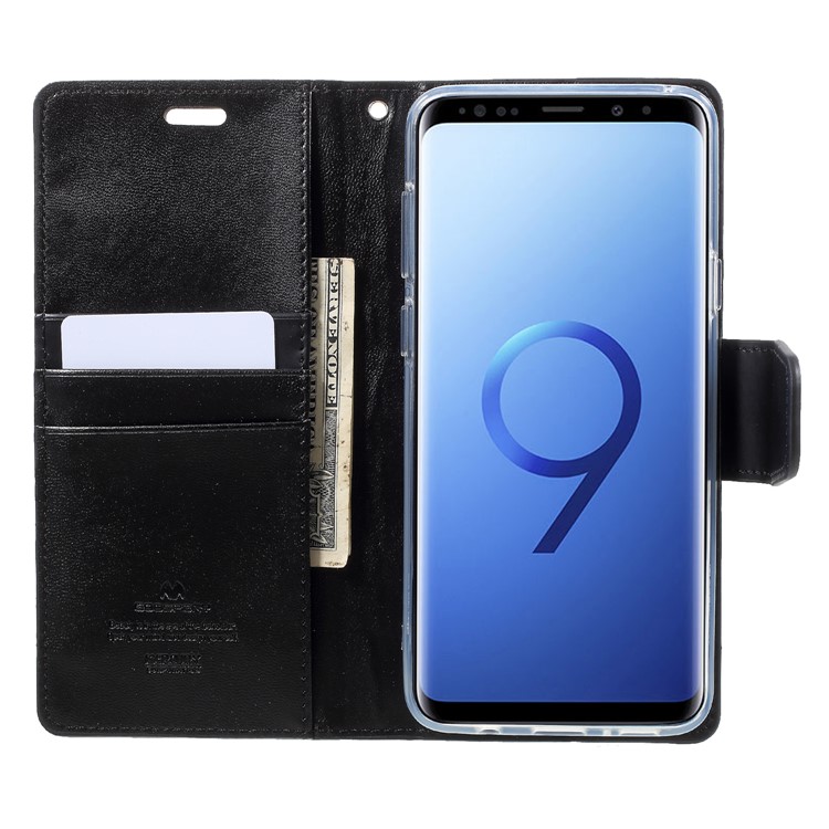 MERCURY GOOSPERY Sonata Diary Leather Wallet Stand Cover for Samsung Galaxy S9 Plus SM-G965 - Black-6