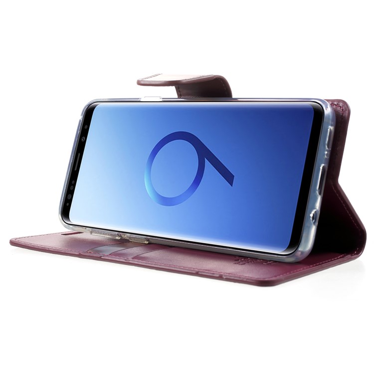 MERCURY GOOSPERY Sonata Diary Leather Wallet Stand Shell for Samsung Galaxy S9 Plus SM-G965 - Wine Red-4