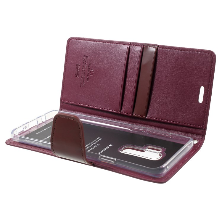 MERCURY GOOSPERY Sonata Diary Leather Wallet Stand Shell for Samsung Galaxy S9 Plus SM-G965 - Wine Red-6