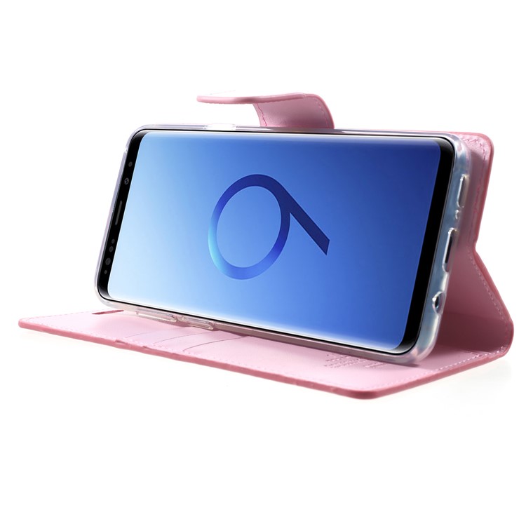 MERCURY GOOSPERY Sonata Diary Leather Wallet Stand Mobile Phone Cover for Samsung Galaxy S9+ SM-G965 - Pink-4