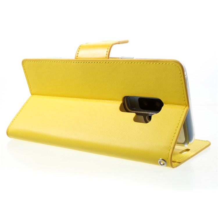 MERCURY GOOSPERY Sonata Diary Leather Wallet Stand Cell Phone Cover for Samsung Galaxy S9+ SM-G965 - Yellow-5