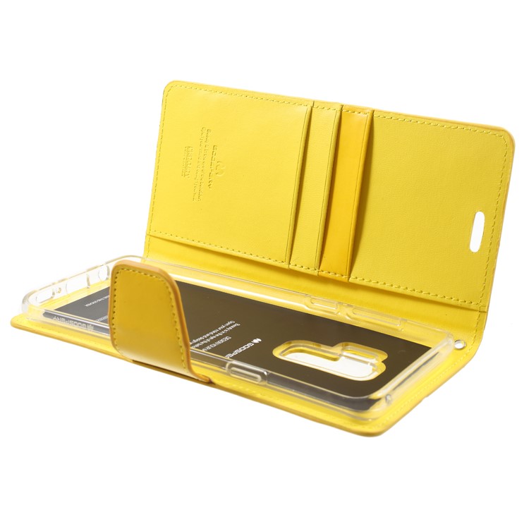 MERCURY GOOSPERY Sonata Diary Leather Wallet Stand Cell Phone Cover for Samsung Galaxy S9+ SM-G965 - Yellow-6