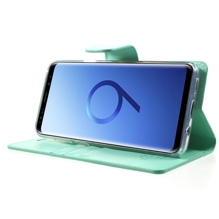 MERCURY GOOSPERY Sonata Diary Leather Wallet Stand Protective Casing for Samsung Galaxy S9+ SM-G965 - Cyan-4