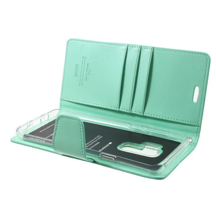 MERCURY GOOSPERY Sonata Diary Leather Wallet Stand Protective Casing for Samsung Galaxy S9+ SM-G965 - Cyan-6