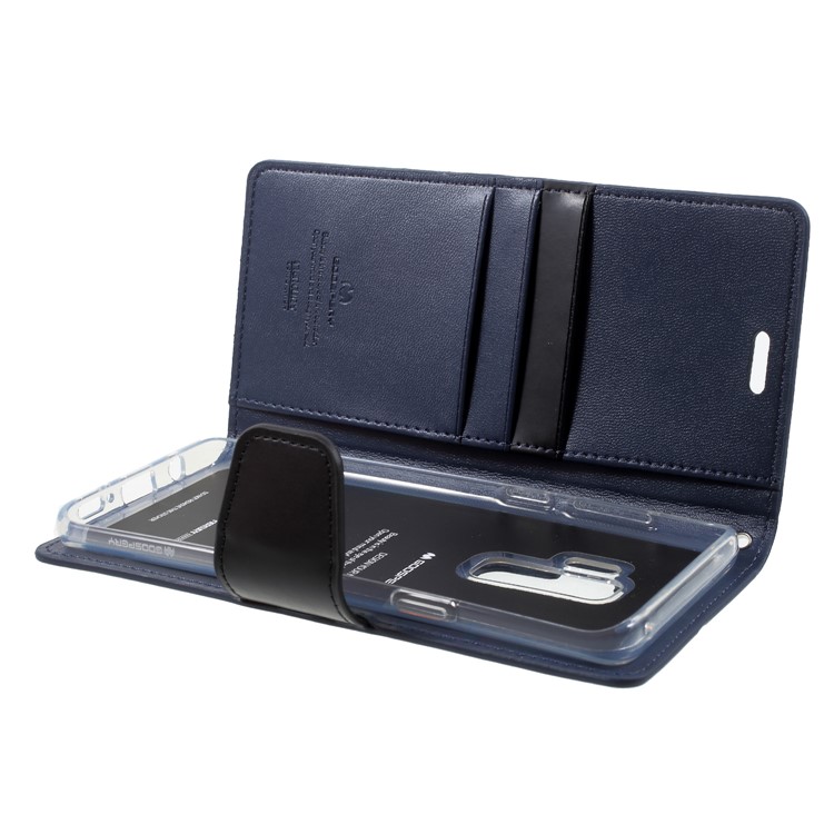 MERCURY GOOSPERY Sonata Diary Leather Wallet Stand Cover with Magnet for Samsung Galaxy S9+ SM-G965 - Dark Blue-6