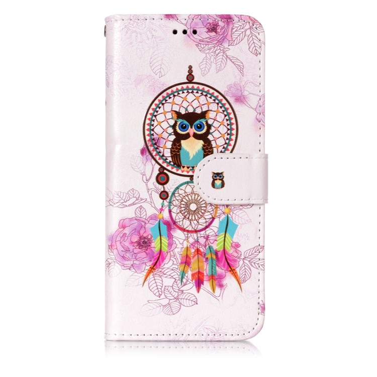 Pattern Printing Leather Wallet Stand Cover for Samsung Galaxy S9 G960 - Owl and Dream Catcher-2