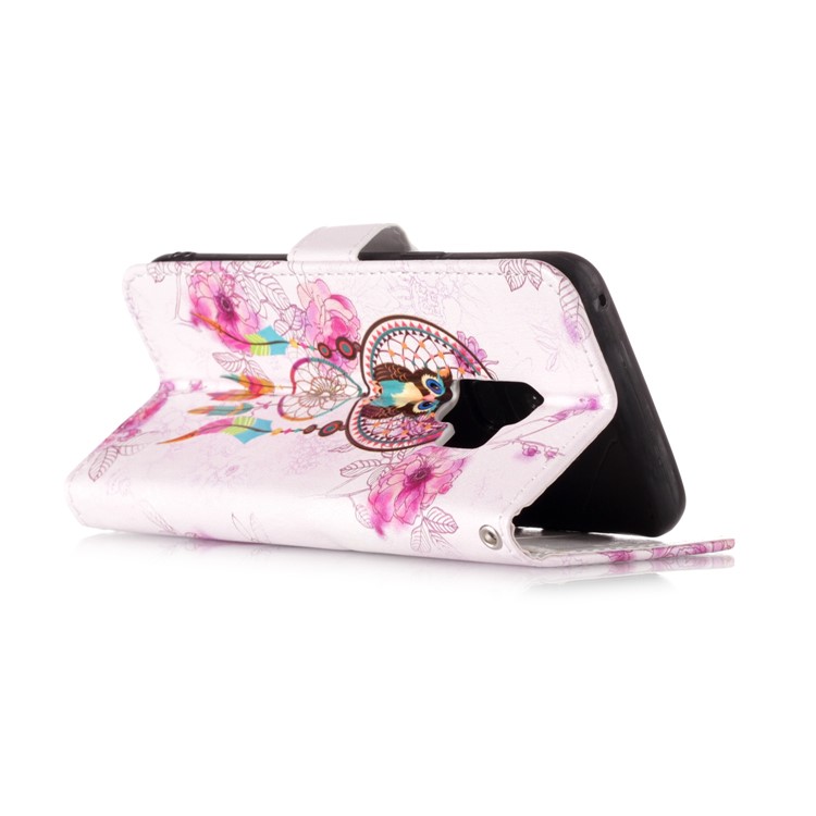 Pattern Printing Leather Wallet Stand Cover for Samsung Galaxy S9 G960 - Owl and Dream Catcher-4