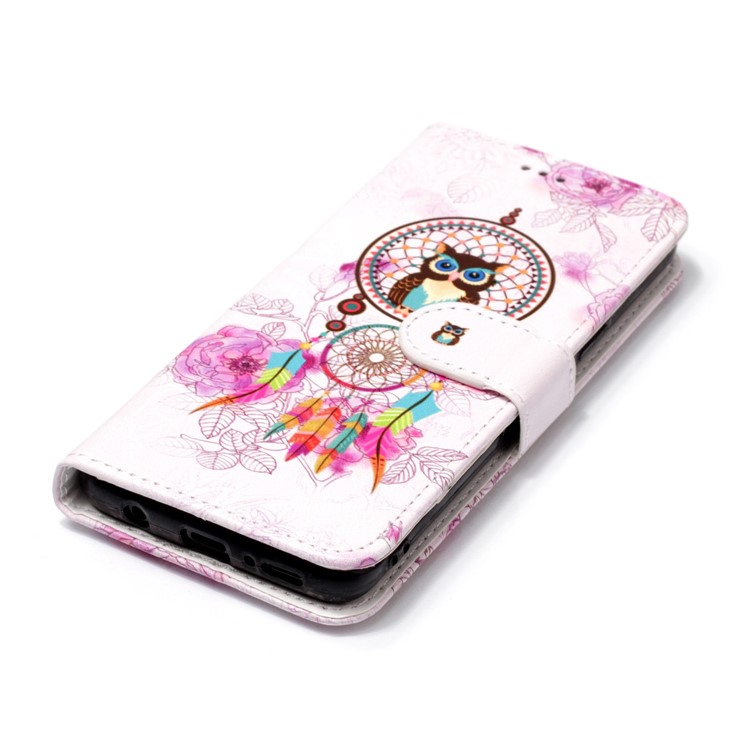 Pattern Printing Leather Wallet Stand Cover for Samsung Galaxy S9 G960 - Owl and Dream Catcher-5