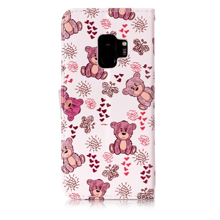 Printing Pattern Leather Wallet Mobile Cover for Samsung Galaxy S9 G960 - Cute Bears-2