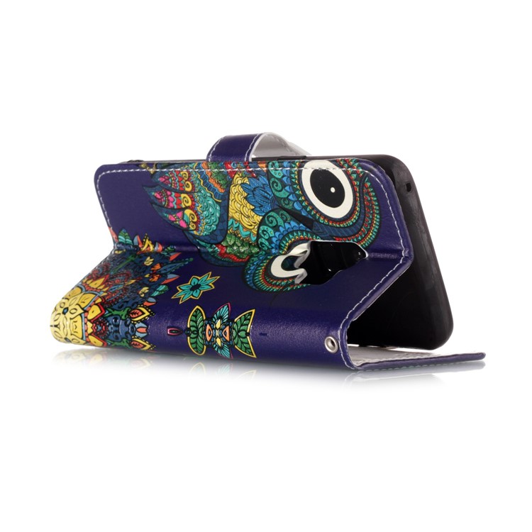 Pattern Printing Leather Wallet Phone Case for Samsung Galaxy S9 G960 - Owl and Mandala-3