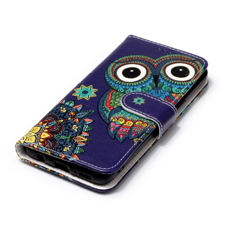 Pattern Printing Leather Wallet Phone Case for Samsung Galaxy S9 G960 - Owl and Mandala-4