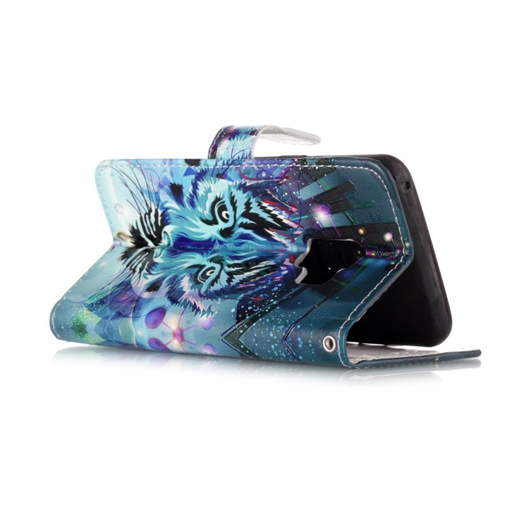 Pattern Printing Leather Wallet Mobile Phone Shell for Samsung Galaxy S9 G960 - Fierce Animal-3