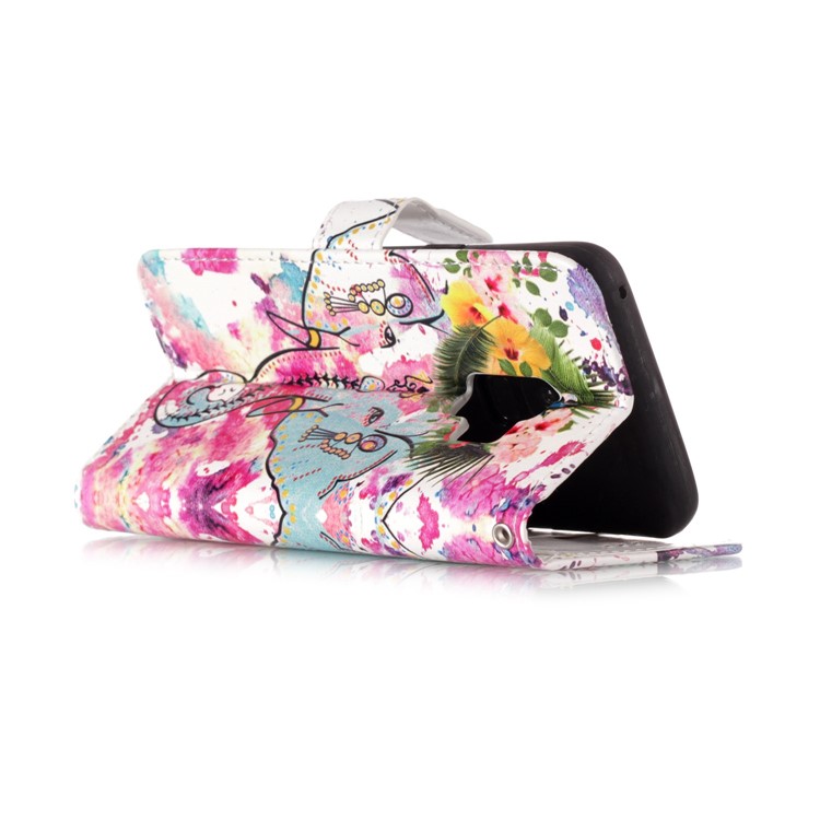Pattern Printing Leather Wallet Protective Cover for Samsung Galaxy S9 G960 - Elephant with Flowers-3