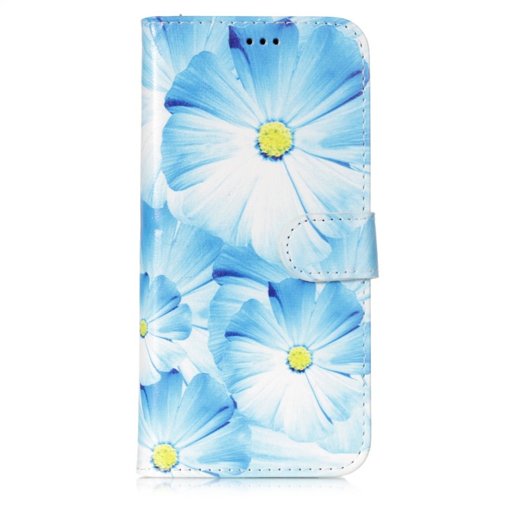 Pattern Printing Wallet Leather Stand Case for Samsung Galaxy S9+ SM-G965 - Blue Flowers-2