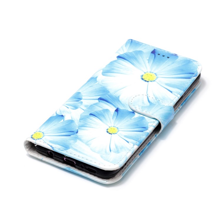 Pattern Printing Wallet Leather Stand Case for Samsung Galaxy S9+ SM-G965 - Blue Flowers-6