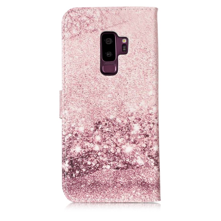 Pattern Printing Wallet Leather Stand Cover for Samsung Galaxy S9+ SM-G965 - Pink Glitter Pattern-2