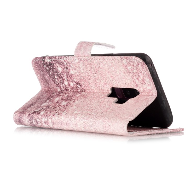 Pattern Printing Wallet Leather Stand Cover for Samsung Galaxy S9+ SM-G965 - Pink Glitter Pattern-4