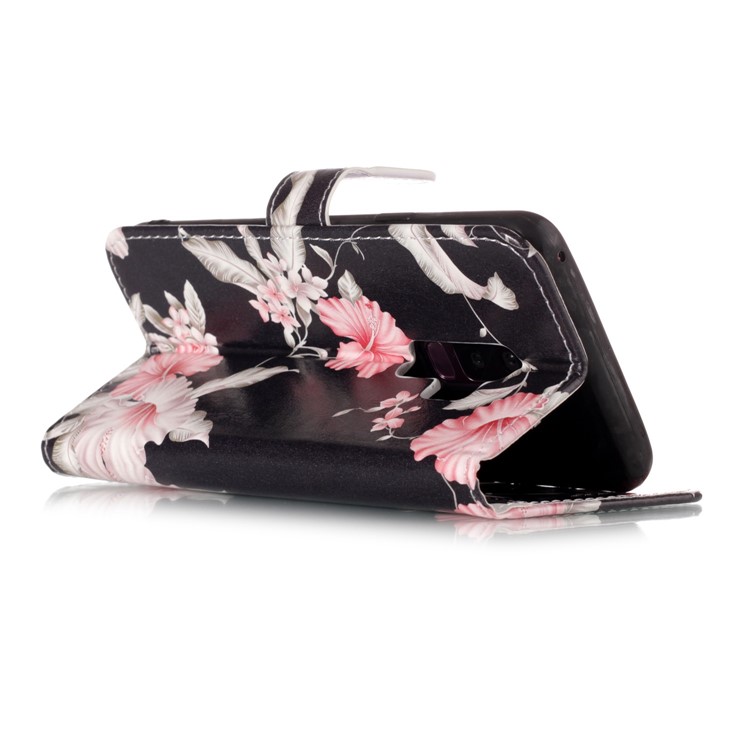 Pattern Printing Wallet Leather Cover Case for Samsung Galaxy S9+ SM-G965 - Pink Flowers-4