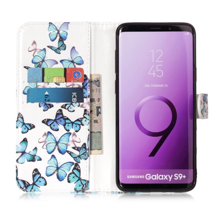 Pattern Printing Wallet Leather Cover with Stand for Samsung Galaxy S9+ SM-G965 - Flying Butterflies-3