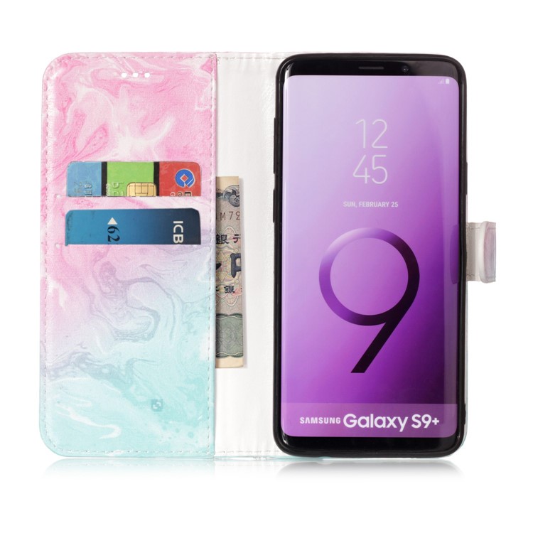 Pattern Printing Wallet Leather Cell Phone Case for Samsung Galaxy S9+ SM-G965 - Colorful Melt Rock-3