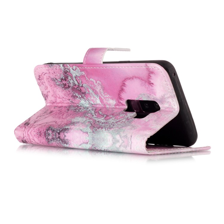 Pattern Printing Leather Stand Cover with Card Slots for Samsung Galaxy S9+ SM-G965 - Pink Melt Rock-4