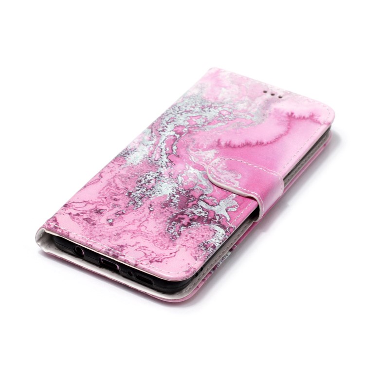 Pattern Printing Leather Stand Cover with Card Slots for Samsung Galaxy S9+ SM-G965 - Pink Melt Rock-5