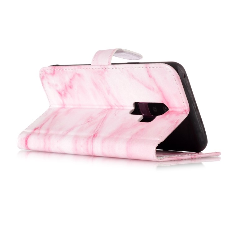 Pattern Printing Wallet Leather Shell Cover Case for Samsung Galaxy S9+ SM-G965 - Pink Marble-4