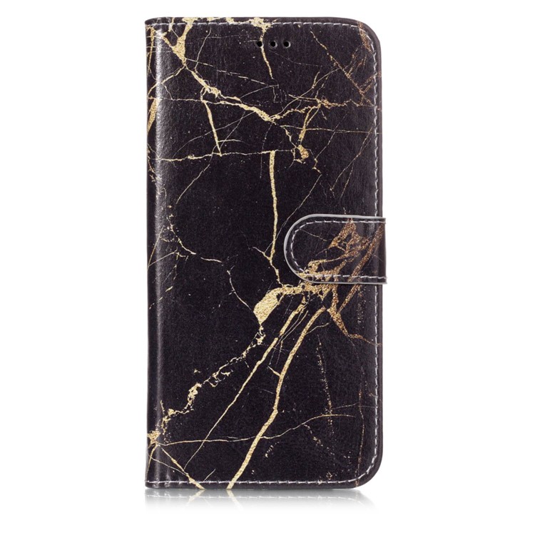 Pattern Printing PU Leather Wallet Case for Samsung Galaxy S9+ SM-G965 - Gold Color Marble-1