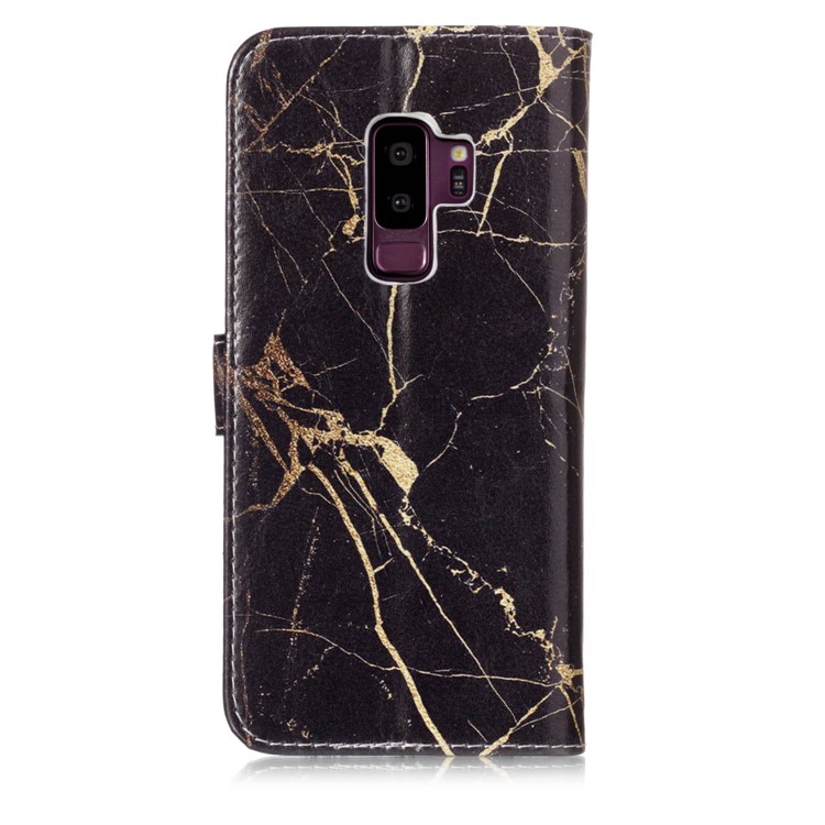 Pattern Printing PU Leather Wallet Case for Samsung Galaxy S9+ SM-G965 - Gold Color Marble-2
