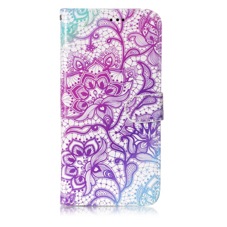 Pattern Printing Rubberized Wallet Leather Cover for Samsung Galaxy S9+ G965 - Pretty Flower-1