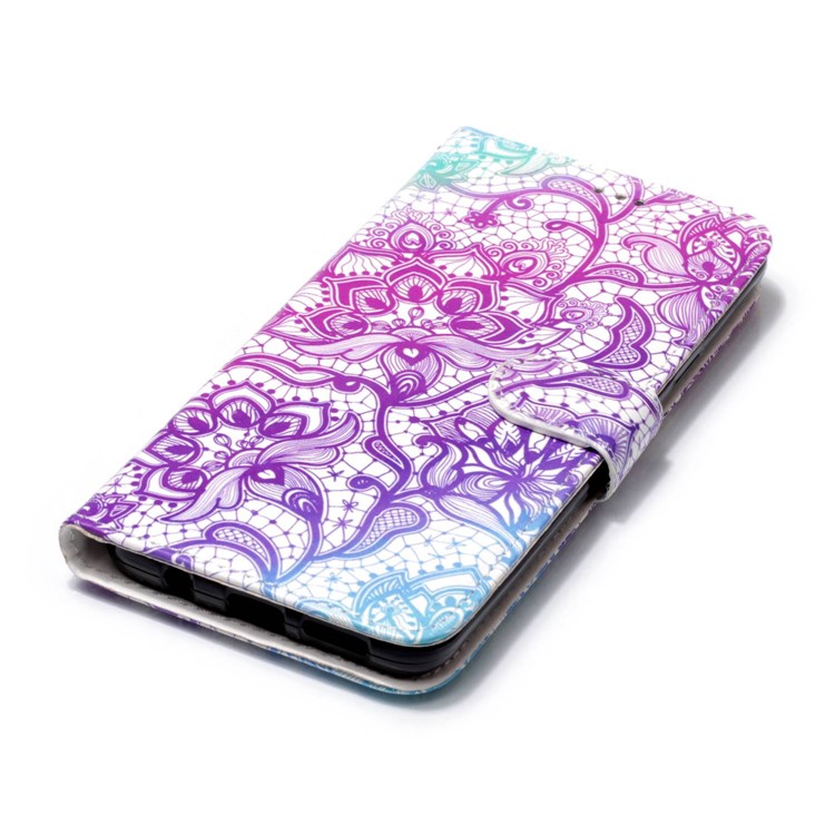 Pattern Printing Rubberized Wallet Leather Cover for Samsung Galaxy S9+ G965 - Pretty Flower-5