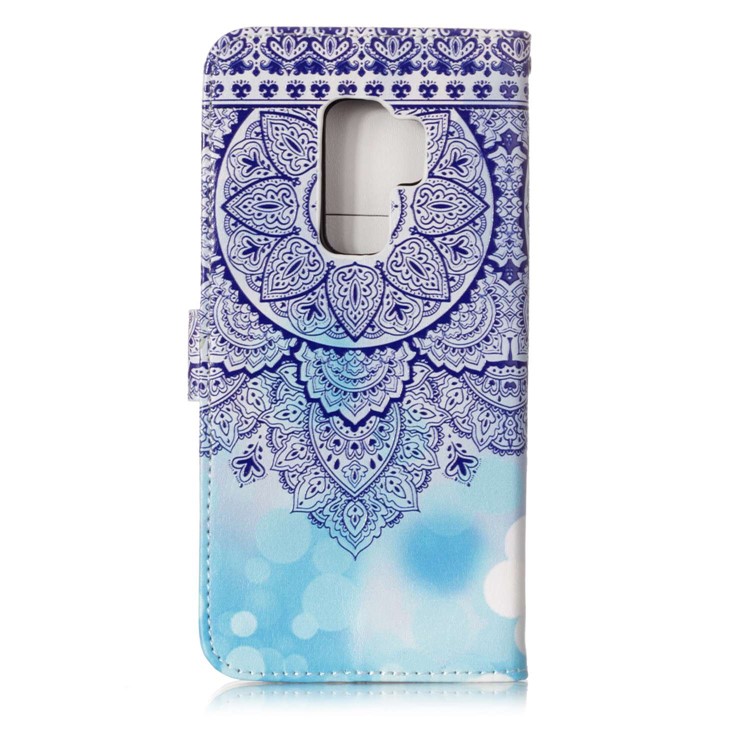 Pattern Printing Rubberized Wallet Leather Shell for Samsung Galaxy S9+ G965 - Retro Flower-2