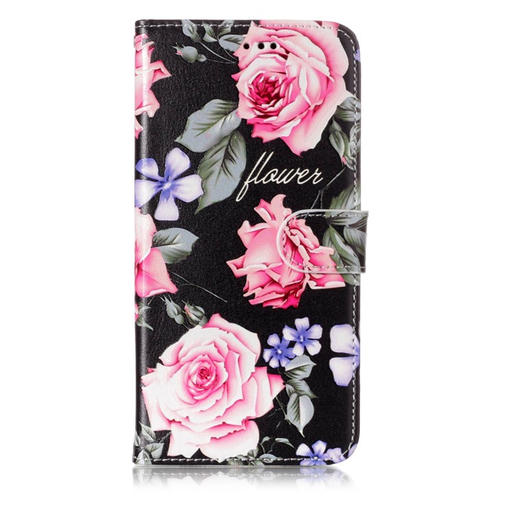 Pattern Printing Rubberized Stand Leather Cover Case for Samsung Galaxy S9+ G965 - Fresh Flower-1