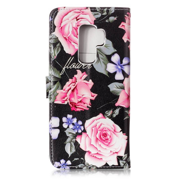 Pattern Printing Rubberized Stand Leather Cover Case for Samsung Galaxy S9+ G965 - Fresh Flower-2