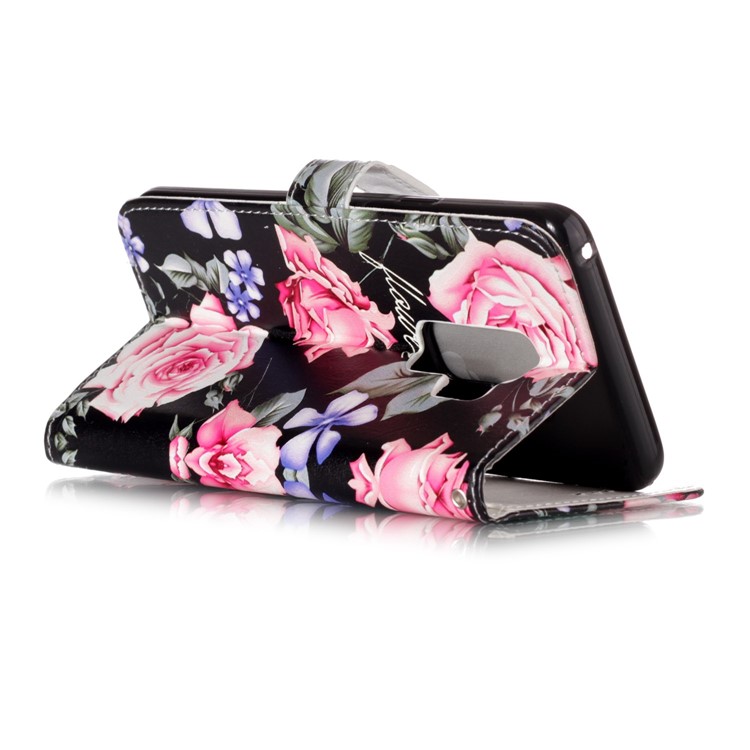 Pattern Printing Rubberized Stand Leather Cover Case for Samsung Galaxy S9+ G965 - Fresh Flower-3