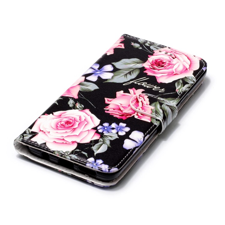Pattern Printing Rubberized Stand Leather Cover Case for Samsung Galaxy S9+ G965 - Fresh Flower-4