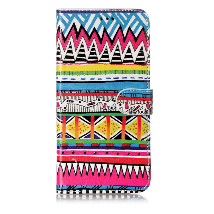 Pattern Printing Rubberized Stand Leather Phone Case for Samsung Galaxy S9+ G965 - Tribal Tribe-1