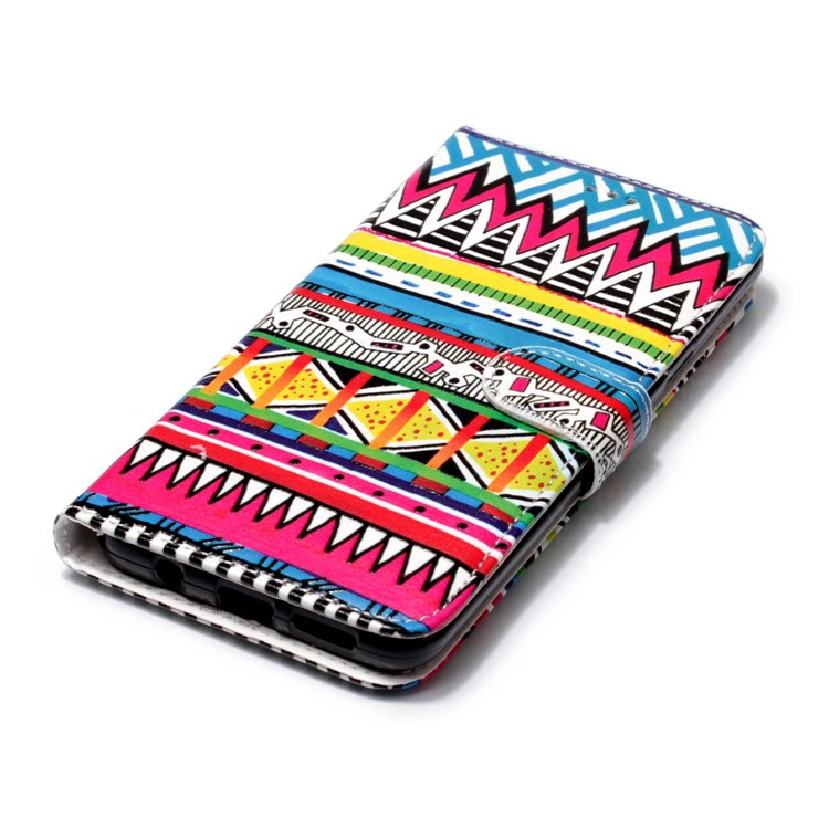 Pattern Printing Rubberized Stand Leather Phone Case for Samsung Galaxy S9+ G965 - Tribal Tribe-4