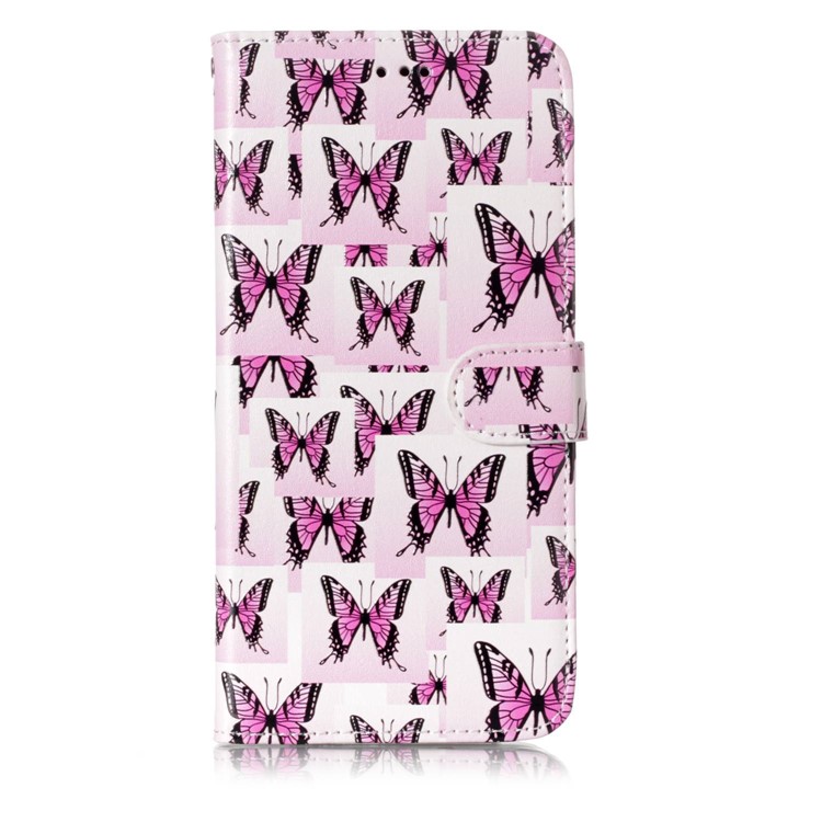 Patterned Rubberized Wallet Leather Phone Cover for Samsung Galaxy S9+ G965 - Butterflies-1