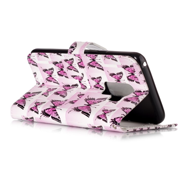 Patterned Rubberized Wallet Leather Phone Cover for Samsung Galaxy S9+ G965 - Butterflies-3