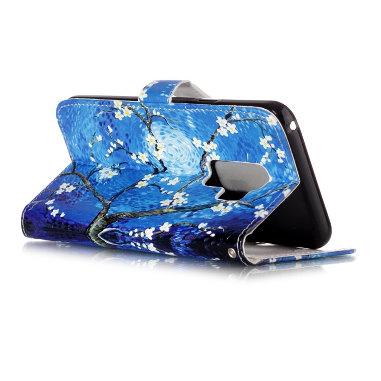 Pattern Printing Rubberized Leather Phone Shell for Samsung Galaxy S9+ G965 - Flowered Tree-3
