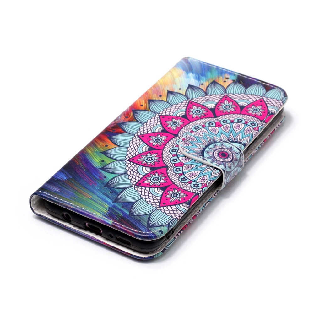 Rubberized Patterned PU Leather Mobile Case for Samsung Galaxy S9+ G965 - Half Mandala-4