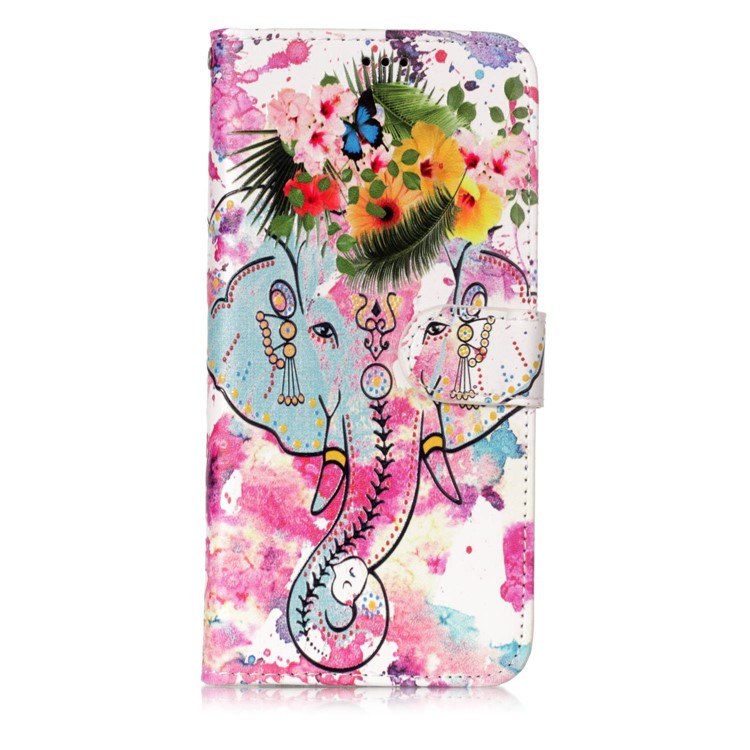 Rubberized Patterned PU Leather Mobile Cover for Samsung Galaxy S9+ G965 - Elephant-1