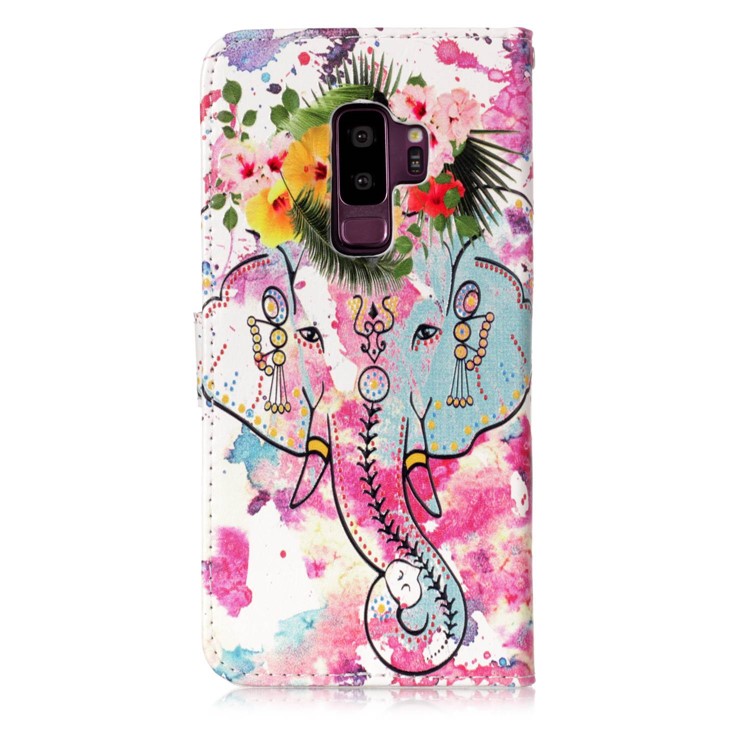 Rubberized Patterned PU Leather Mobile Cover for Samsung Galaxy S9+ G965 - Elephant-2