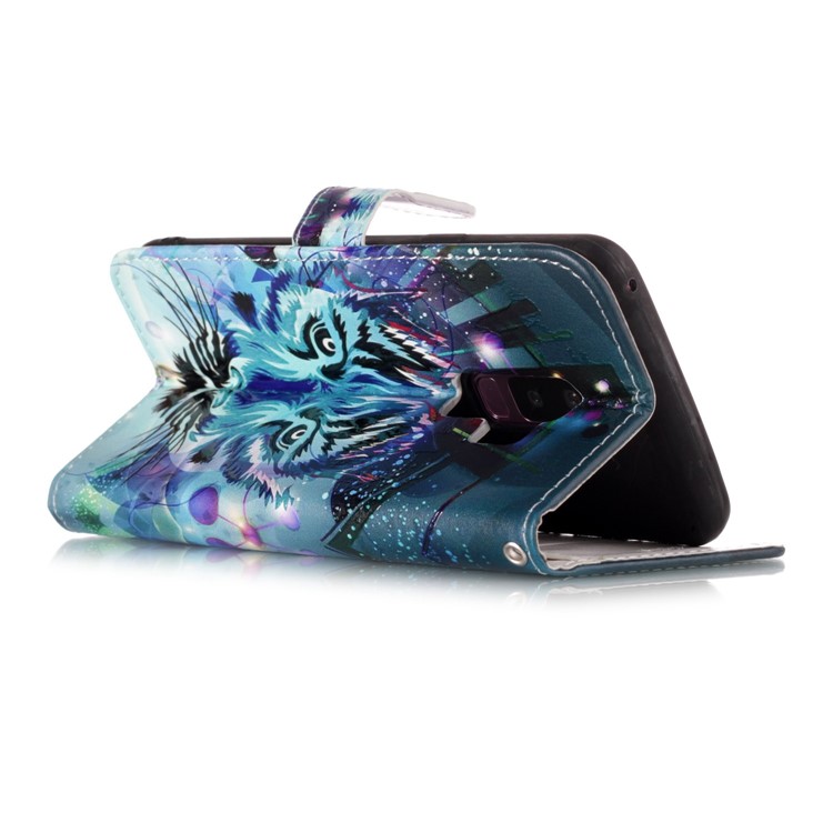 Rubberized Patterned PU Leather Mobile Shell for Samsung Galaxy S9+ G965 - Wolf-3