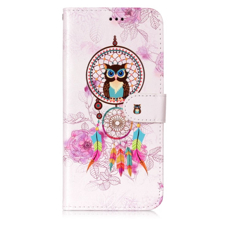 Patterned Rubberized Wallet Leather Mobile Casing for Samsung Galaxy S9+ G965 - Owl Dream Catcher-1